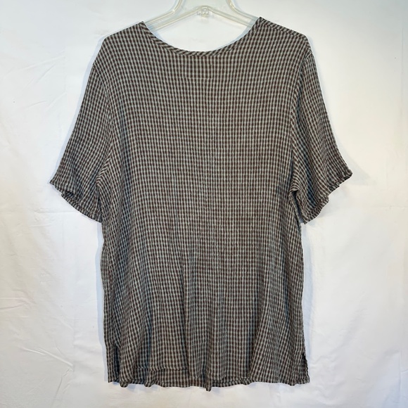 FLAX Women's Gingham Blouse - Brown and Black - Picture 2 of 6